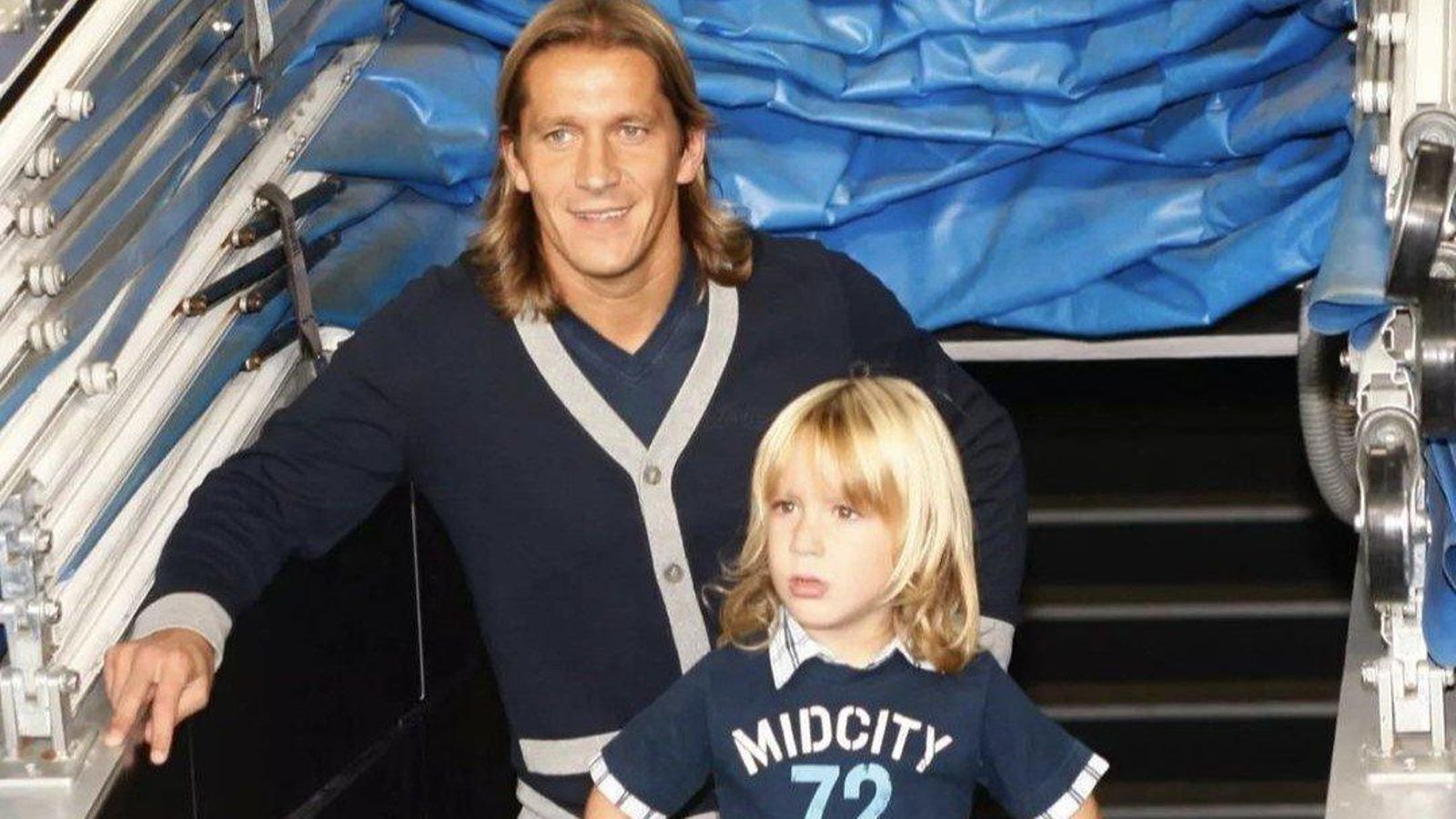 Míchel Salgado y su hijo.