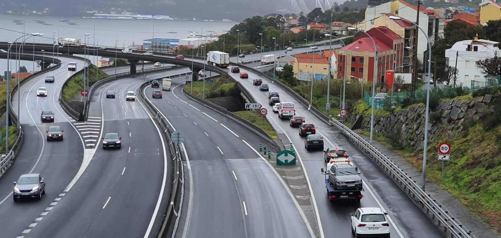 Así estaba por la mañana el atasco en las pantallas de Tráfico, a las 7,30.