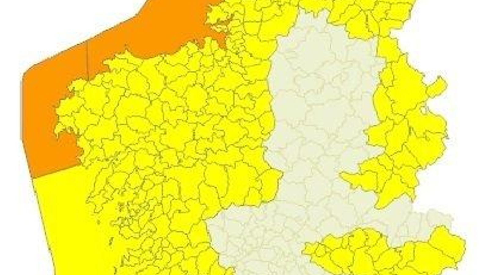Alerta amarilla y naranja en Galicia por temporal.
