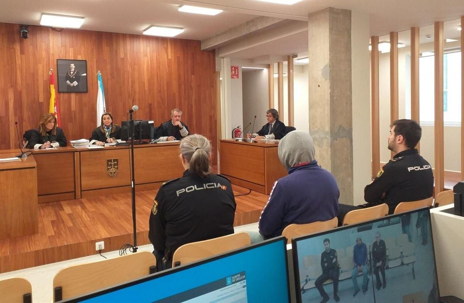 El acusado, este martes, durante la vista por conformidad en la Audiencia en Vigo.