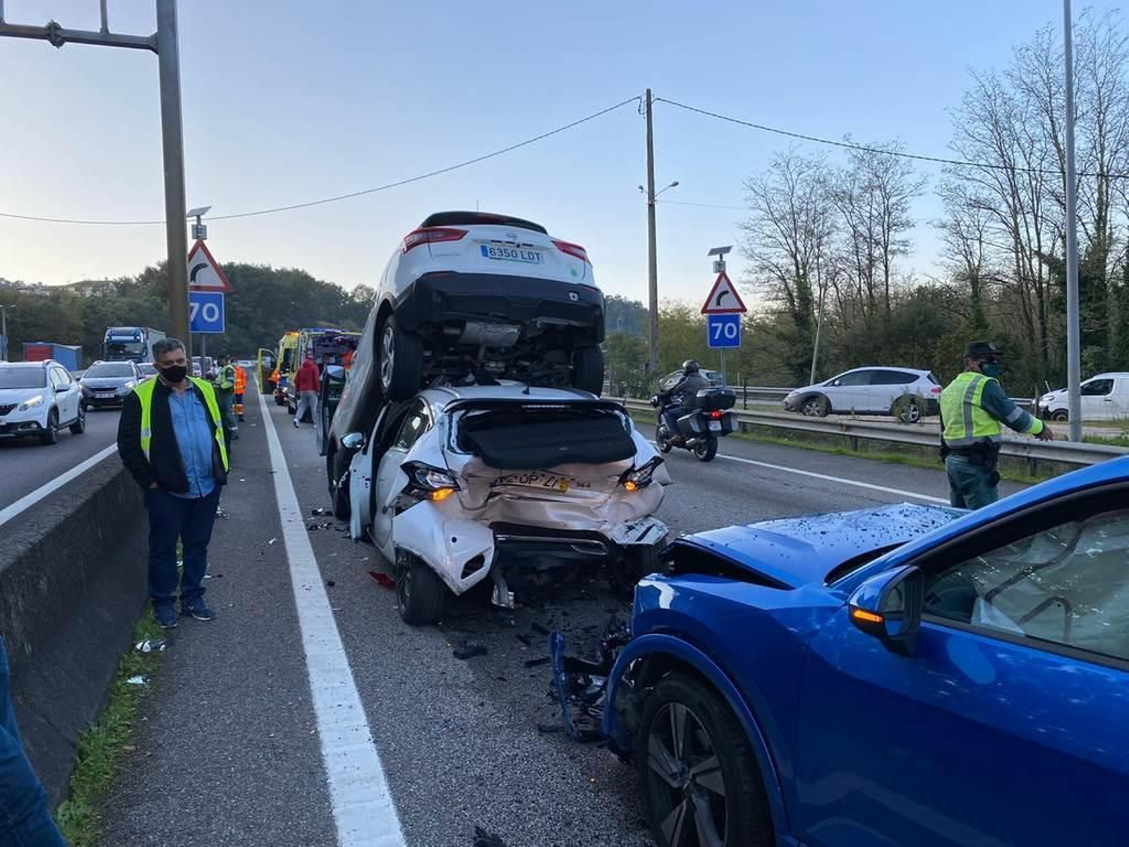 Accidente en la la autovía A55 en Mos 14