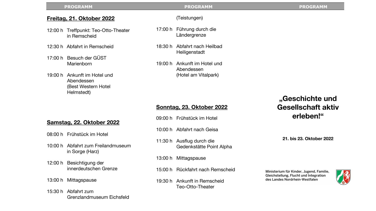 Programm Reise DDR-Grenzanlage