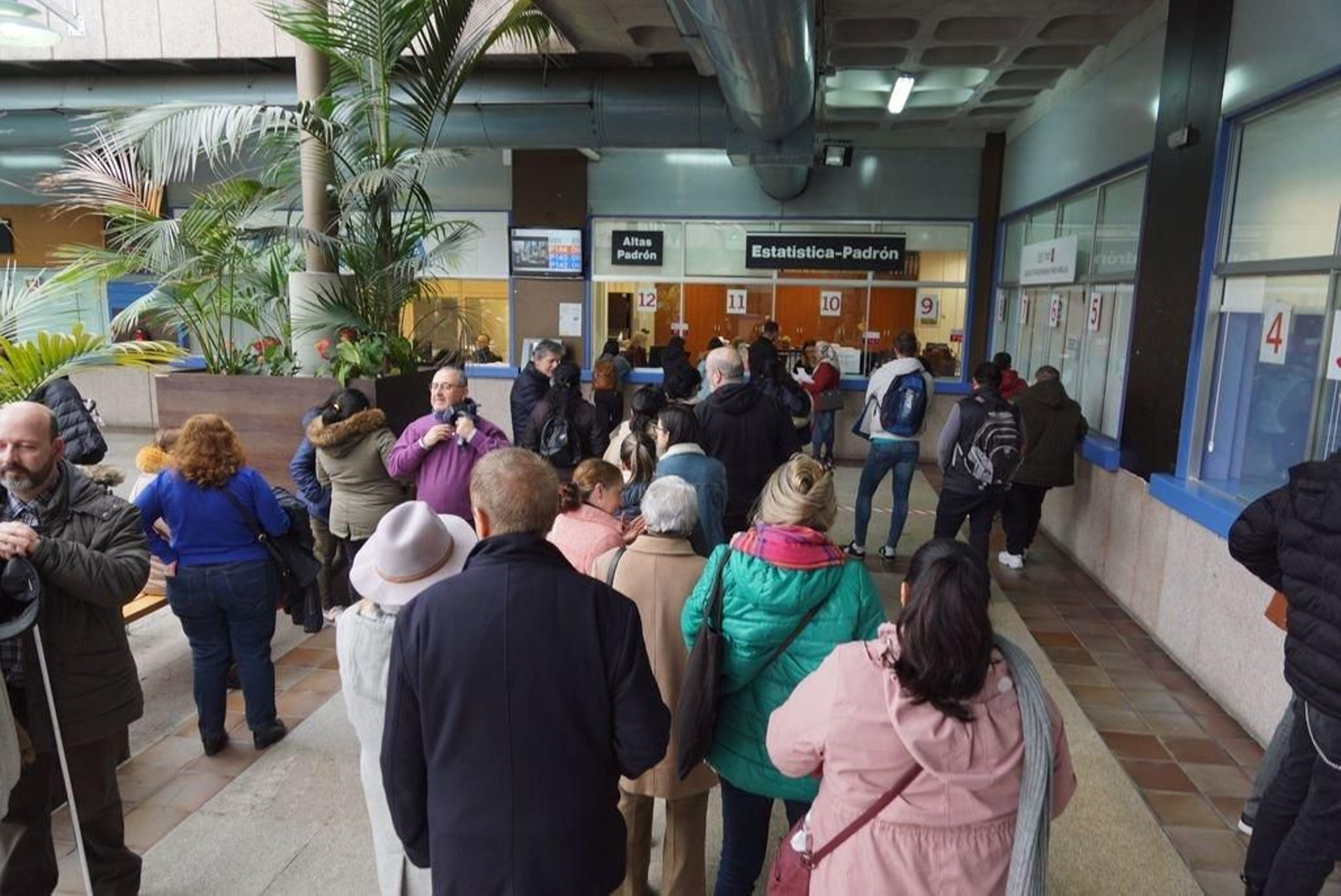 Colas ayer en el servicio de estadística y censo del consistorio vigués.