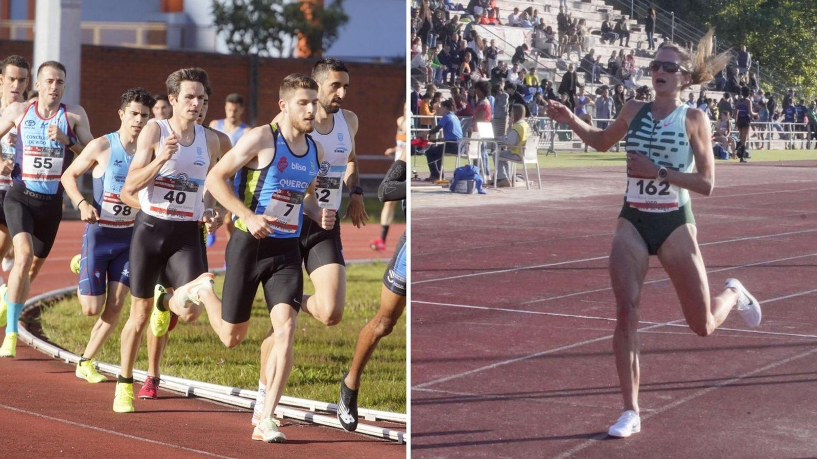 As pistas de atletismo de Balaídos acolleron onte o Gran Premio Cidade de Vigo que viviu a vitoria da francesa Alice Finot (na dereita) nos 5.000 metros.