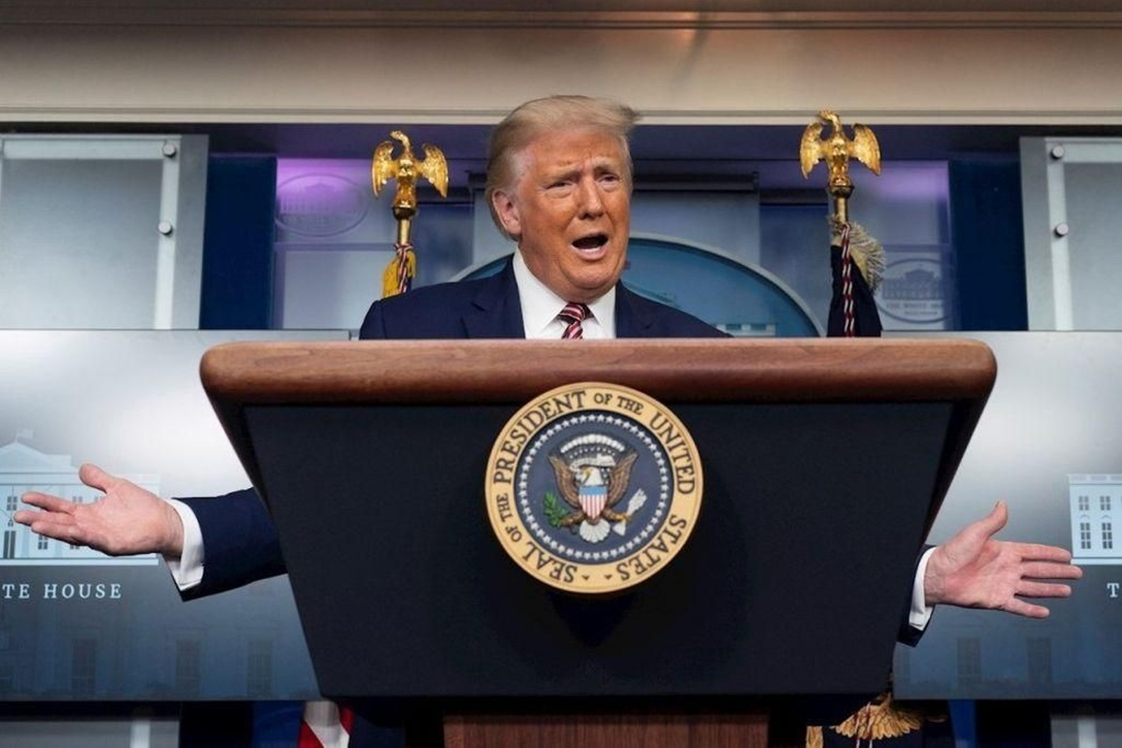 El presidente Donald Trump, en una rueda de prensa para explicar la información publicada por 'The New York Times'.