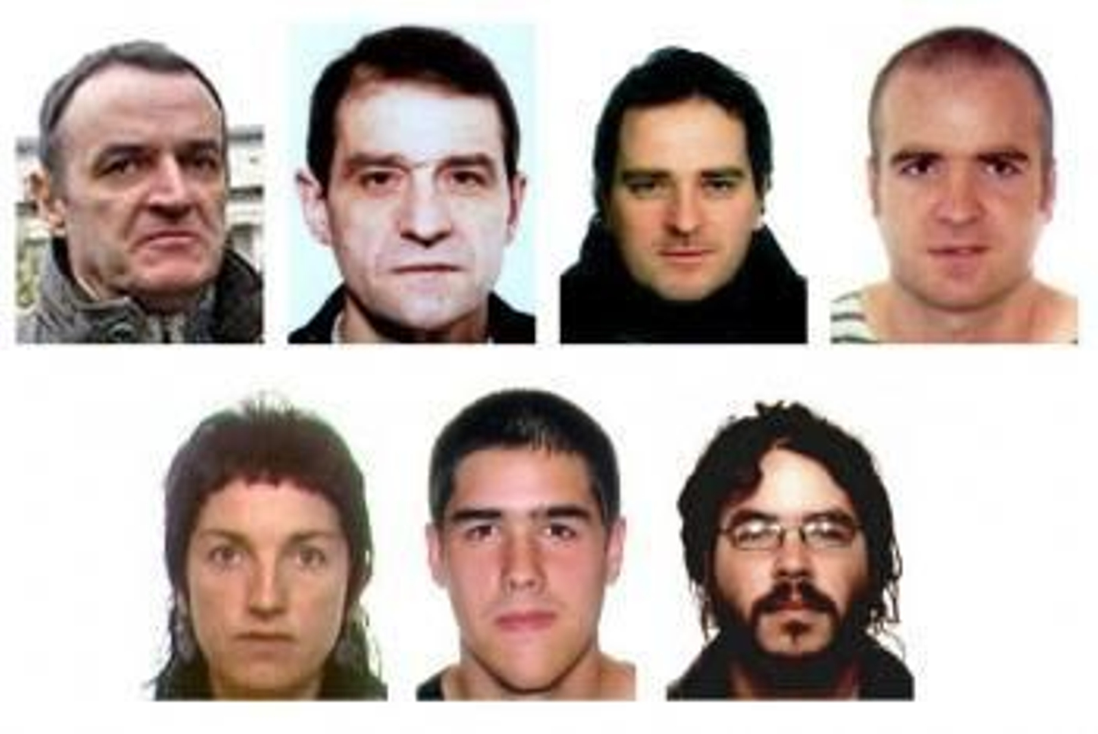 Fotografías facilitadas por la Policía Nacional. Arriba, izq. a dcha., José Ignacio de Juana Chaos, José Antonio Urrutikoetxea, 'Josu Ternera'