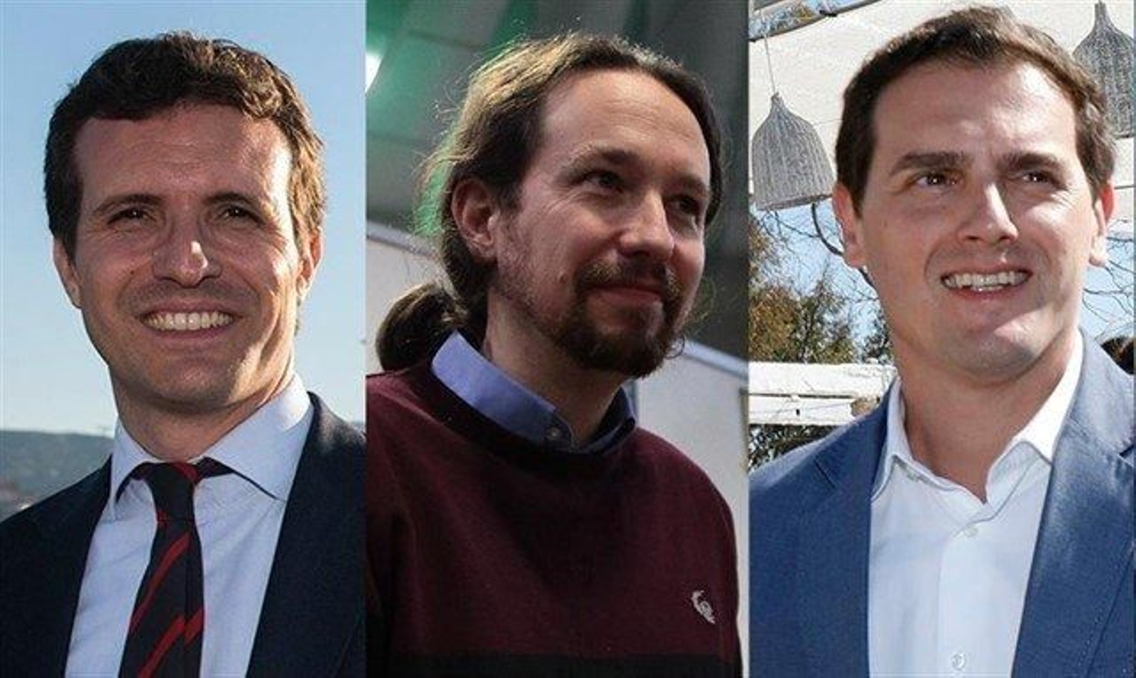 Pablo Casado,  Pablo Iglesias y Albert Rivera