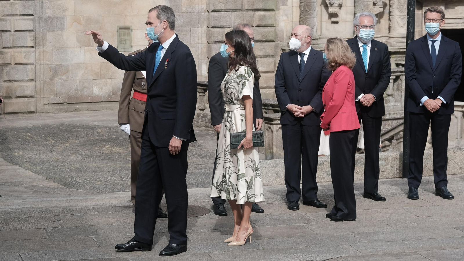Los Reyes Felipe y Letizia durante los actos oficiales con motivo de la festividad de Santiago Apóstol en Santiago de Compostela