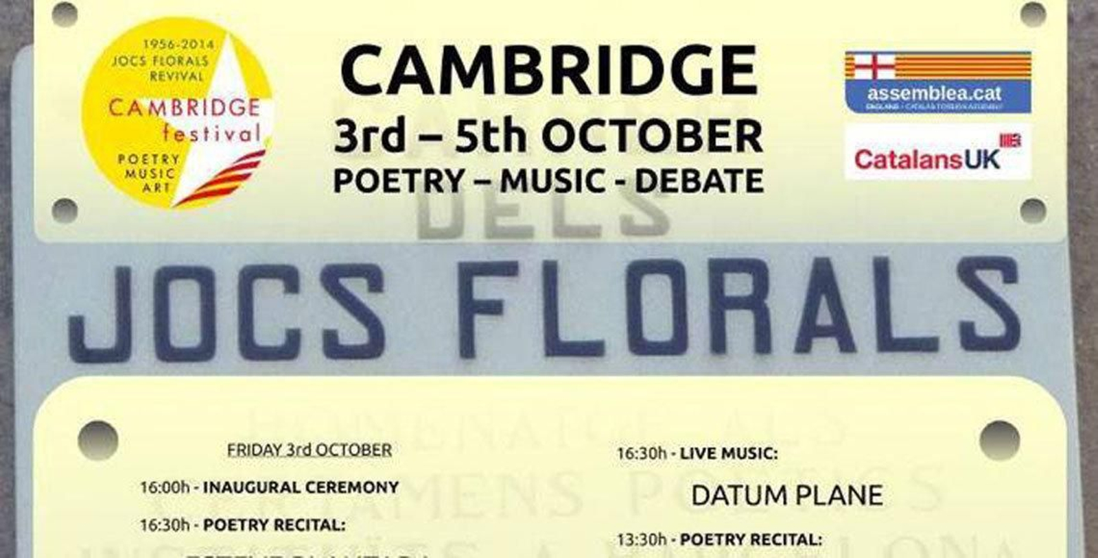 Cartel de los Jocs Florals de la comunidad catalana en el Reino Unido.