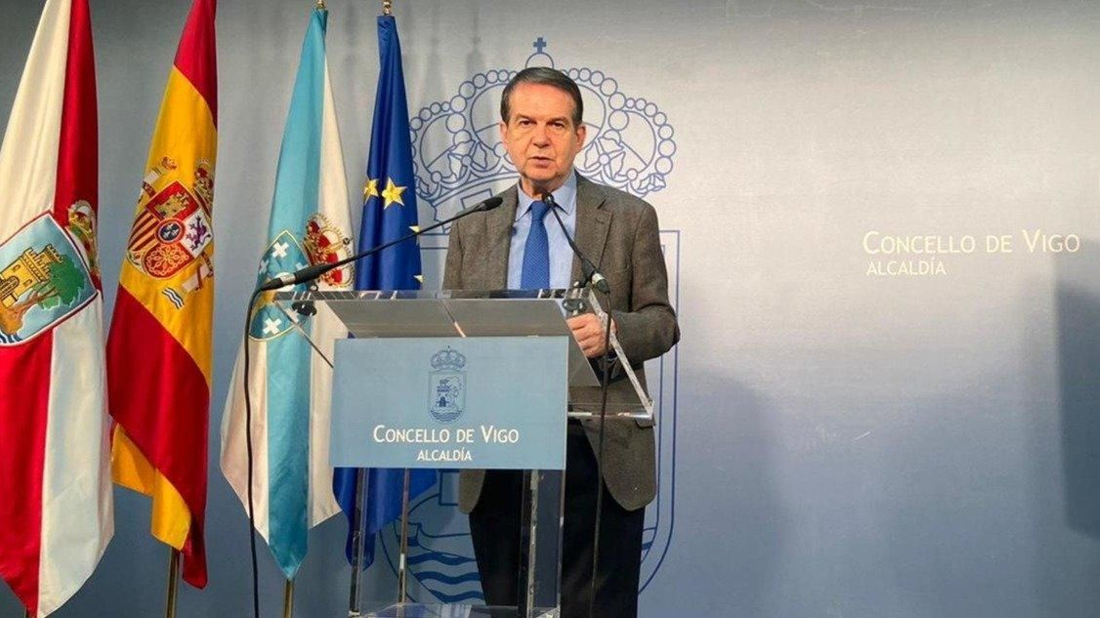 Abel Caballero esta mañana en la rueda de prensa