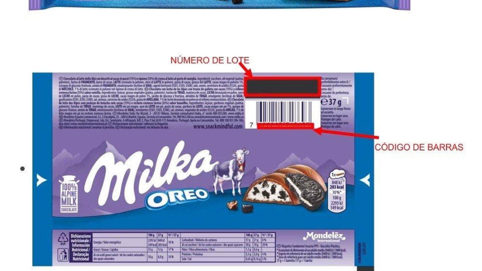 El producto de Milka afectado.