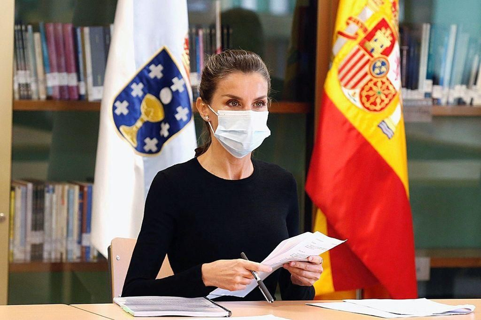 Doña Letizia, durante el acto de apertura oficial del curso de Formación Profesional, en el Politécnico de Santiago.
