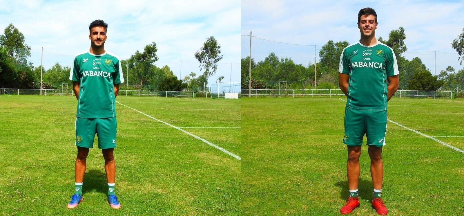 Álex Ares y Pablo Salgueiro, ayer en el campo de entrenamiento.