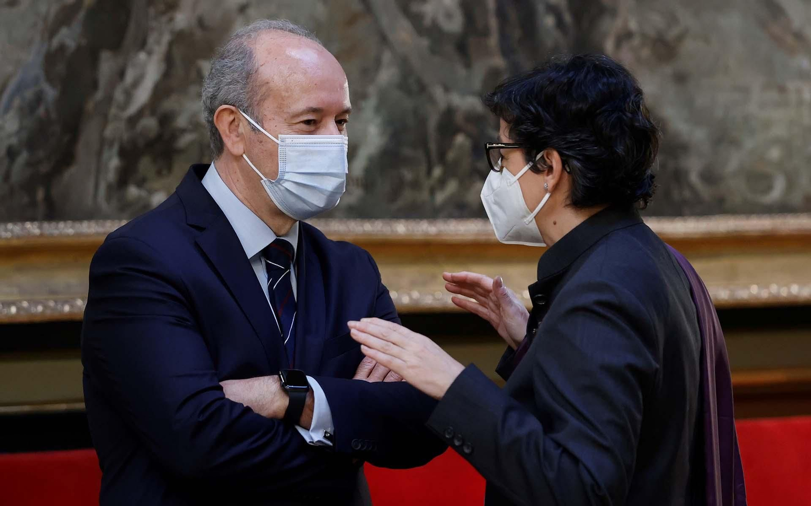 La ministra de Exteriores, Arancha González Laya (d), y el ministro de Justicia, Juan Carlos Campo (i). EFE/ Mariscal