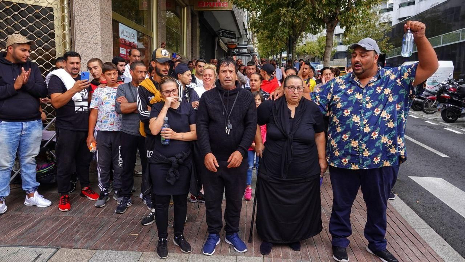 Sinaí Giménez, al frente de las protestas que piden justicia por el incendio del edificio de Vigo. // Vicente Alonso