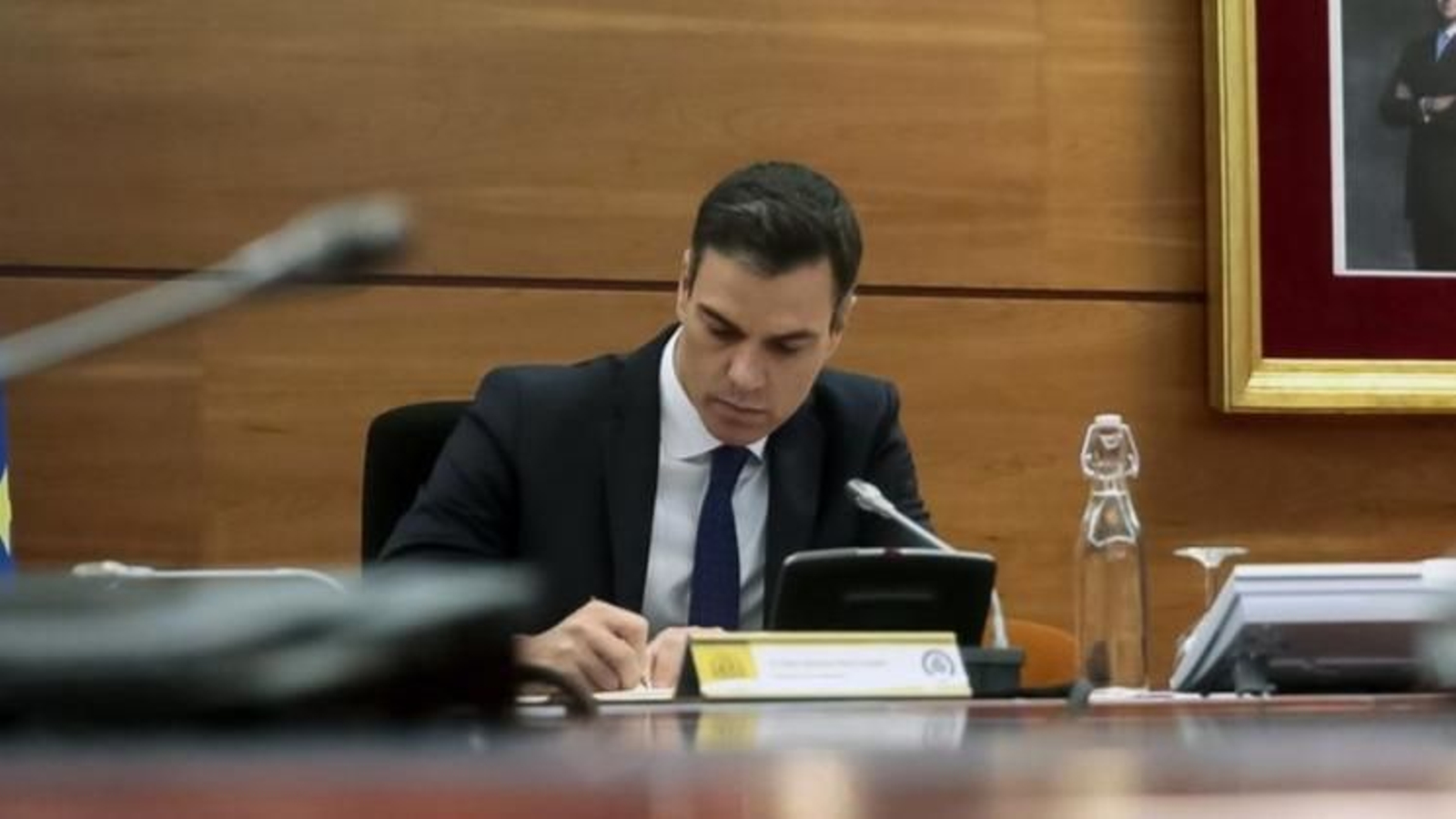 El presidente Pedro Sánchez, en el Consejo de Ministros de ayer.