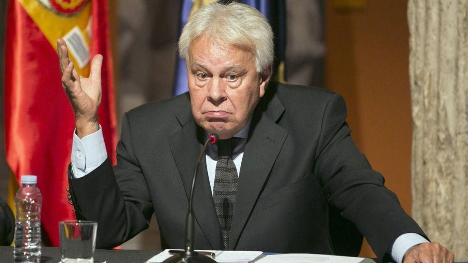 Felipe González, expresidente del Gobierno, durante una comparecencia pública.