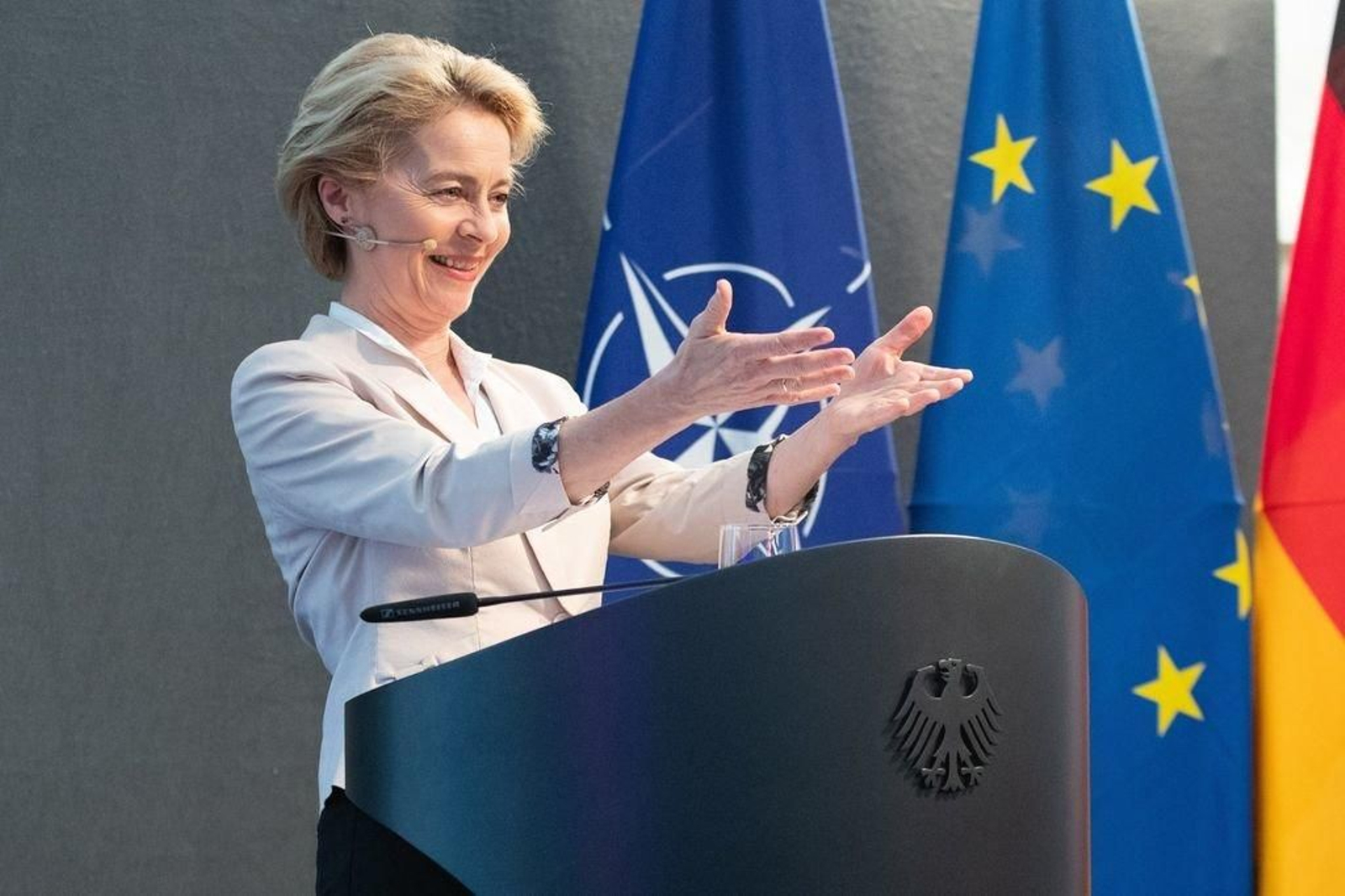Von der Leyen, durante un acto como ministra de Defensa alemana.