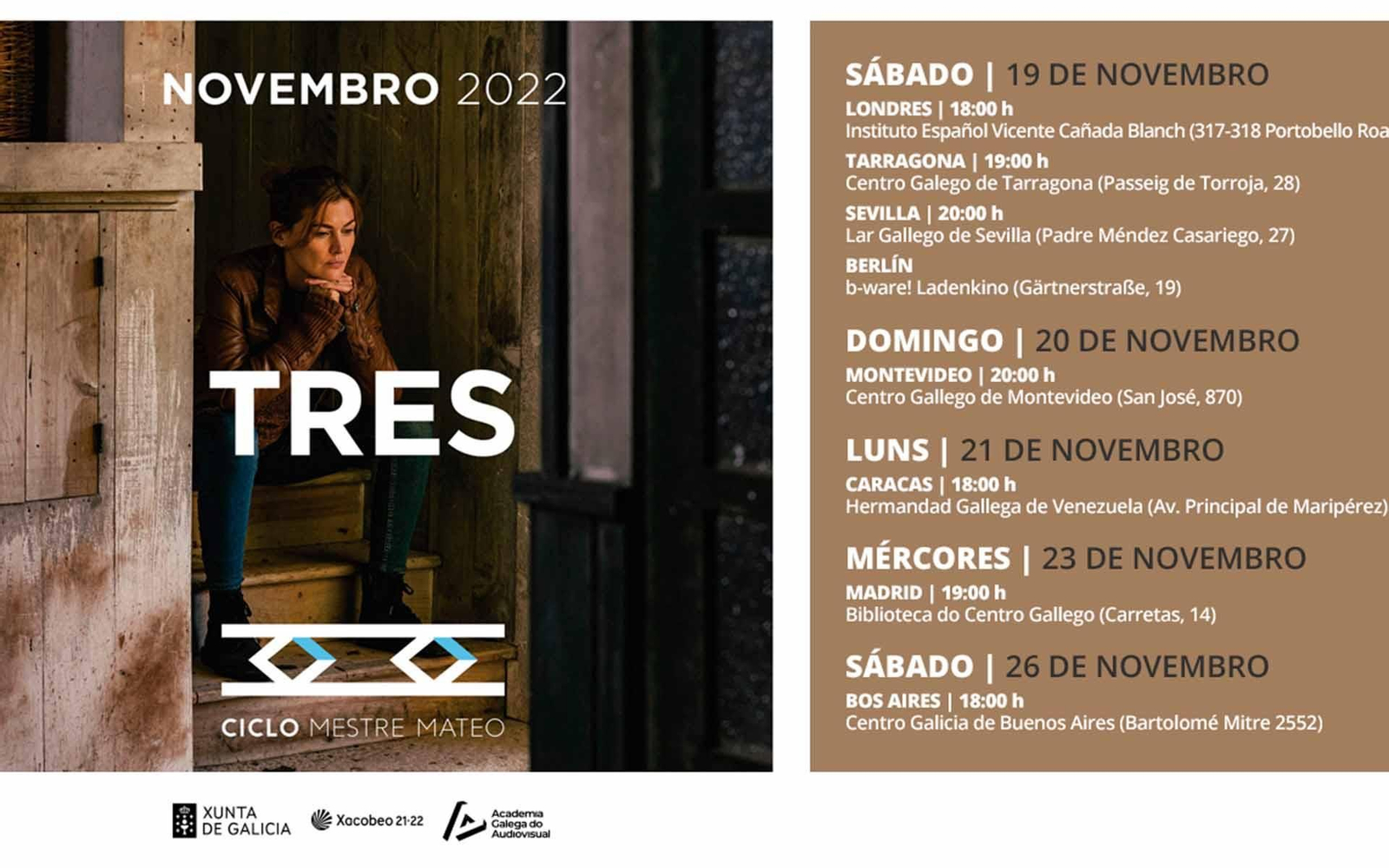 Programación del Ciclo Mestre Mateo para el mes de noviembre de 2022