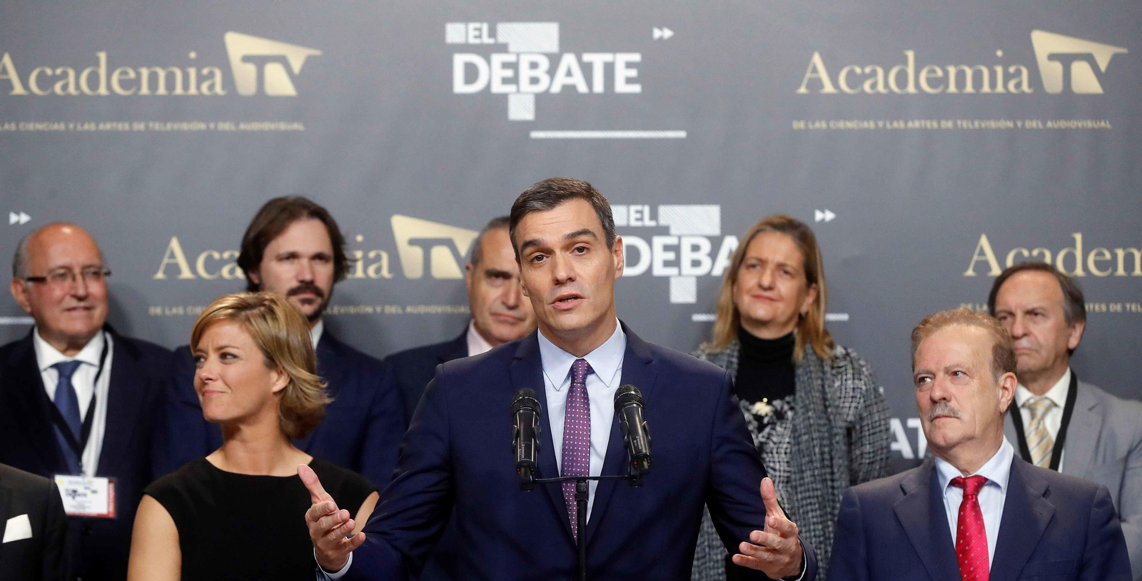 El candidato del PSOE, Pedro Sánchez, al finalizar el debate electoral. EFE/Juan Carlos Hidalgo