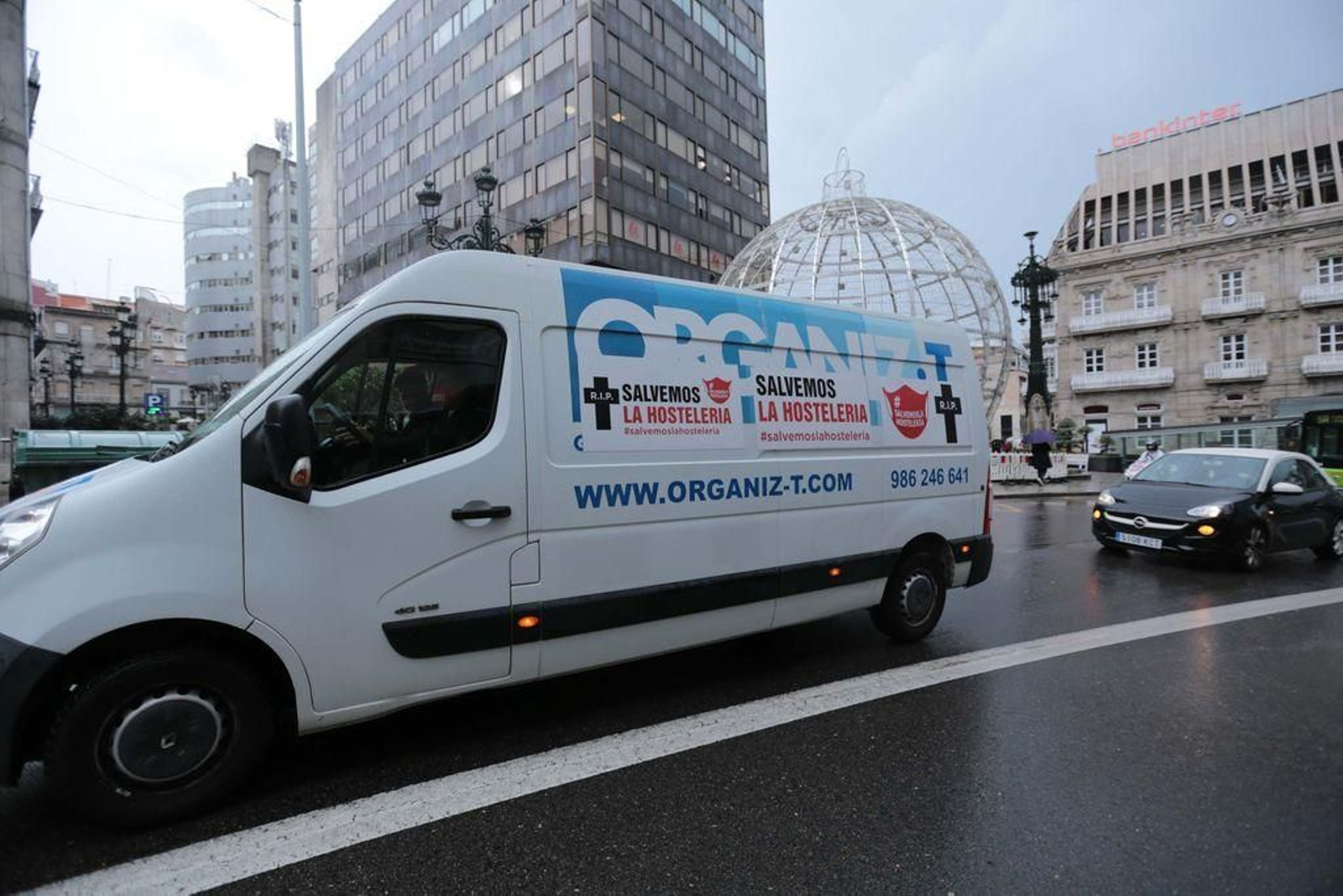Manifestación en caravana de los hosteleros hace unos días.