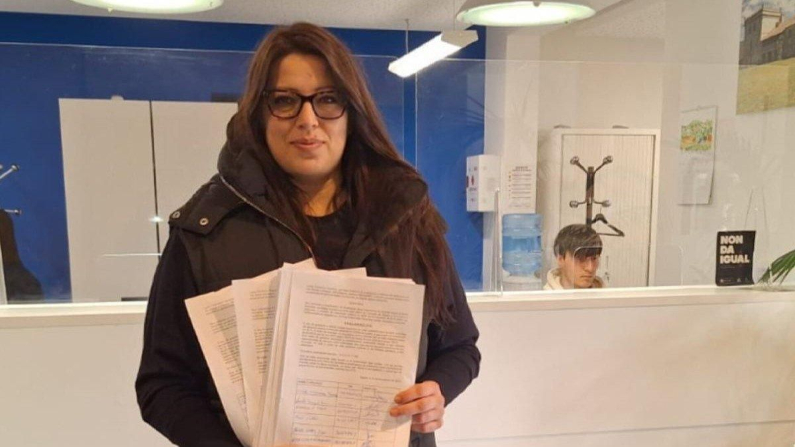 Lucía Chamorro, con la reclamación colectiva presentada.