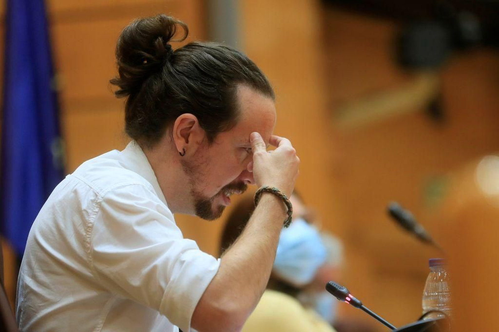 El vicepresidente Pablo Iglesias, durante su comparecencia ayer en el Senado.