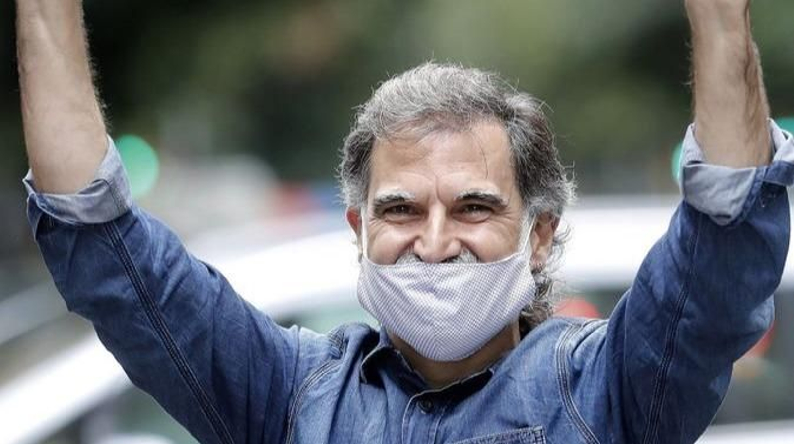 Jordi Cuixart, a su llegada a la sede de Omnium Cultural.