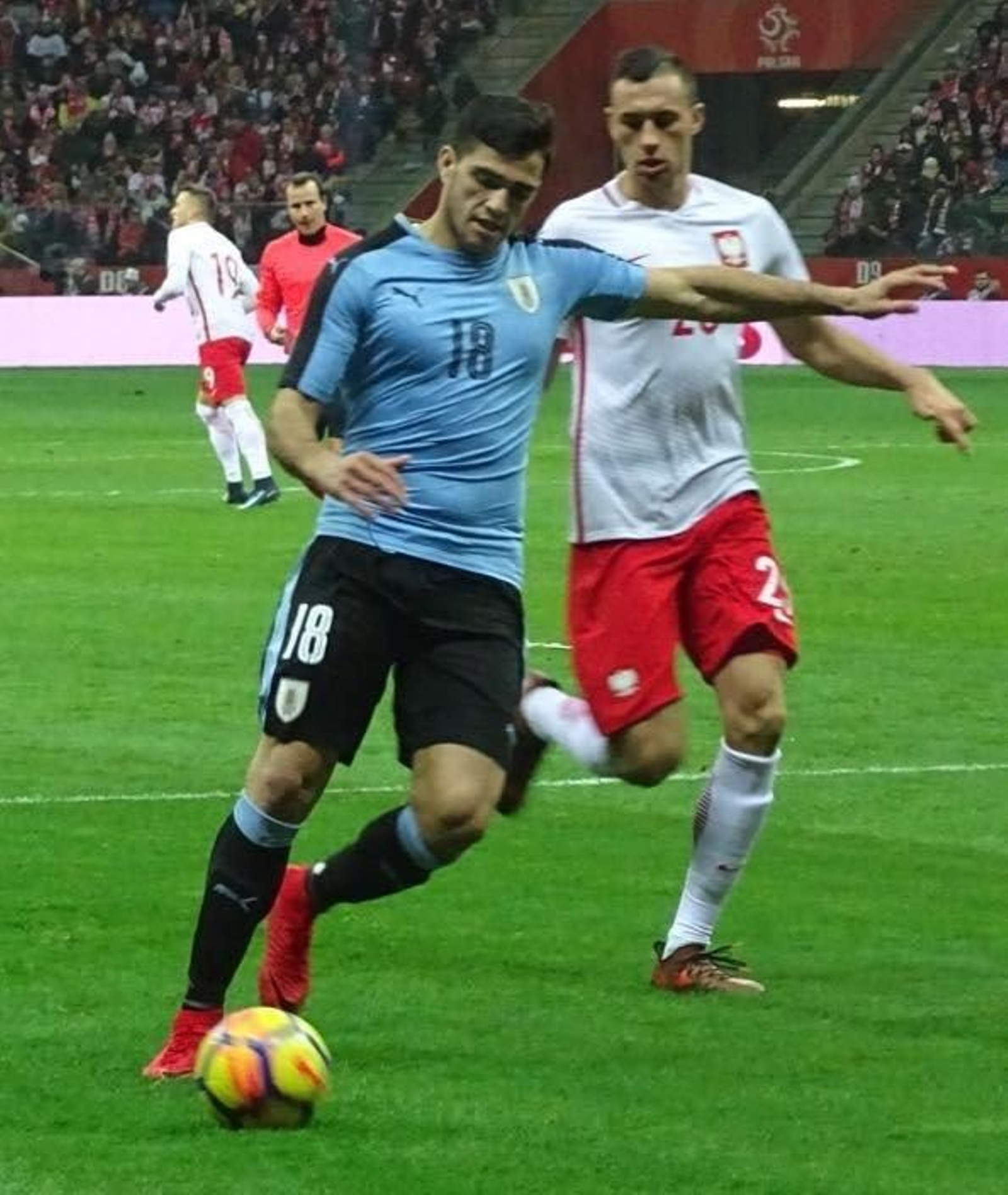Maxi Gómez, ayer en Polonia.