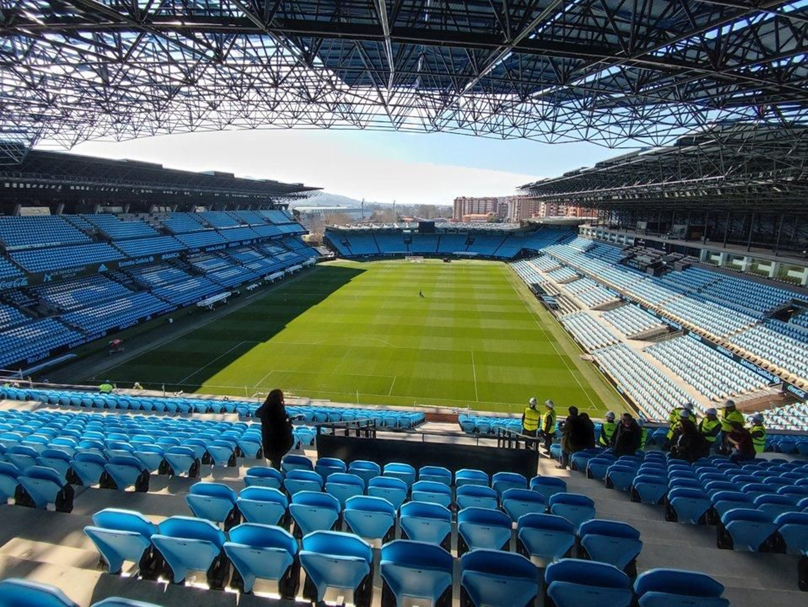 Vista de Balaídos desde la reformada grada de Marcador con Gol delante.
