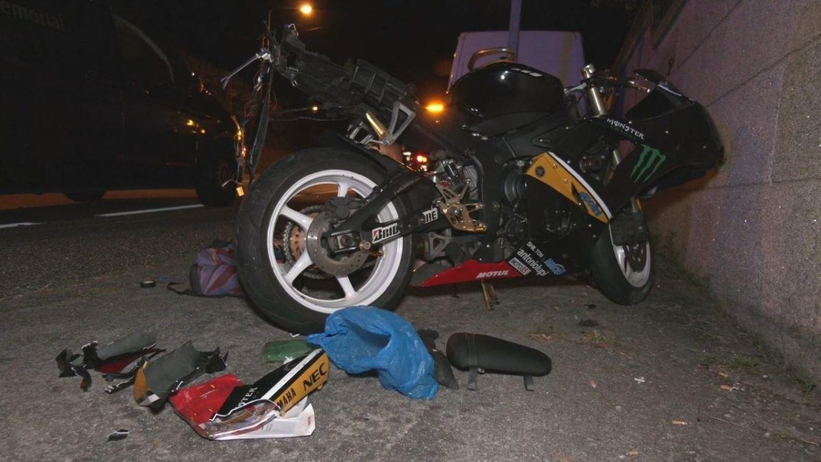 Estado en el que quedó la motocicleta accidentada entre San Miguel de Oia y Saiáns.