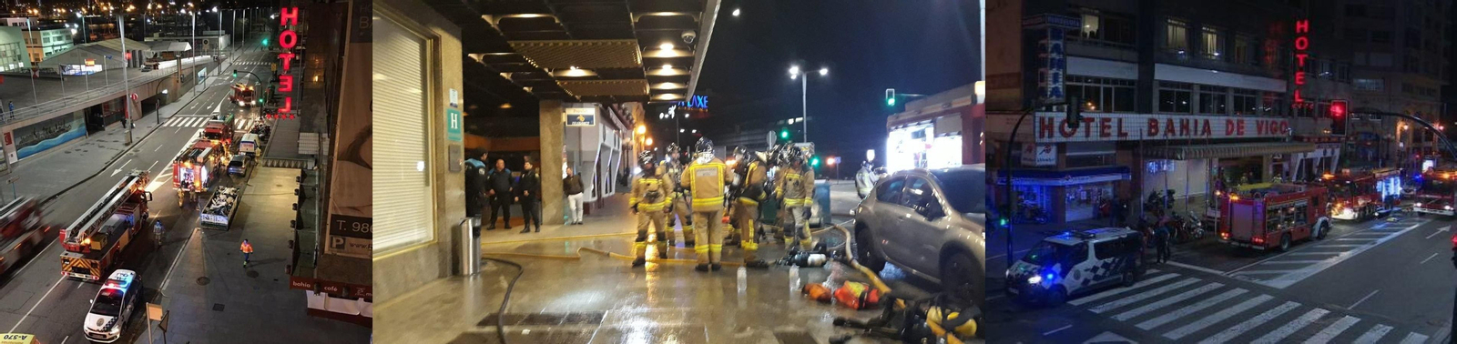 Los servicios de emergencia a las puertas del hotel Bahia de Vigo