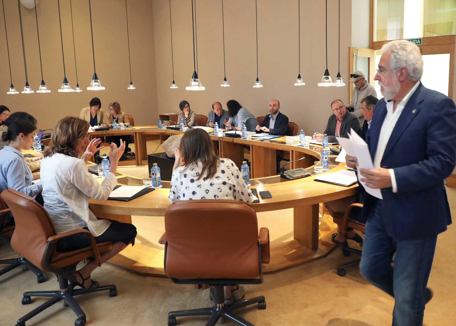 Los miembros de la Junta de Portavoces, durante el encuentro que mantuvieron en Santiago.