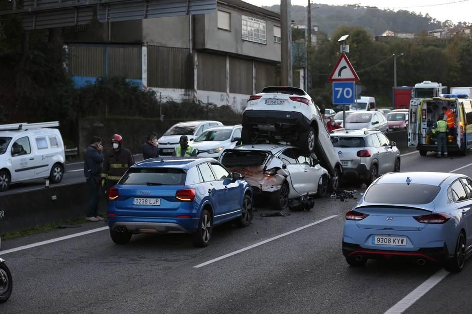 Accidente en la la autovía A55 en Mos 1