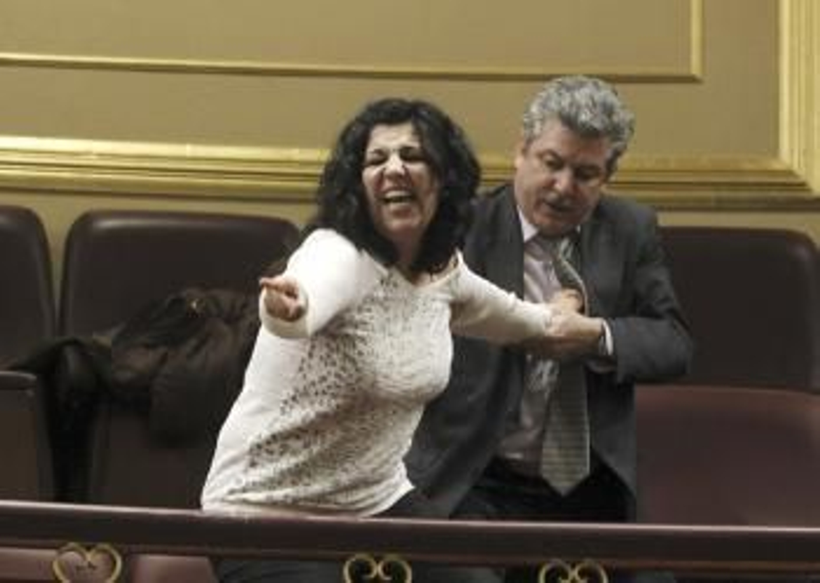 na veintena de afectados por las participaciones preferentes que se encontraban en la tribuna de invitados del Congreso han sido expulsados del hemiciclo por el presidente de la Cámara Baja.