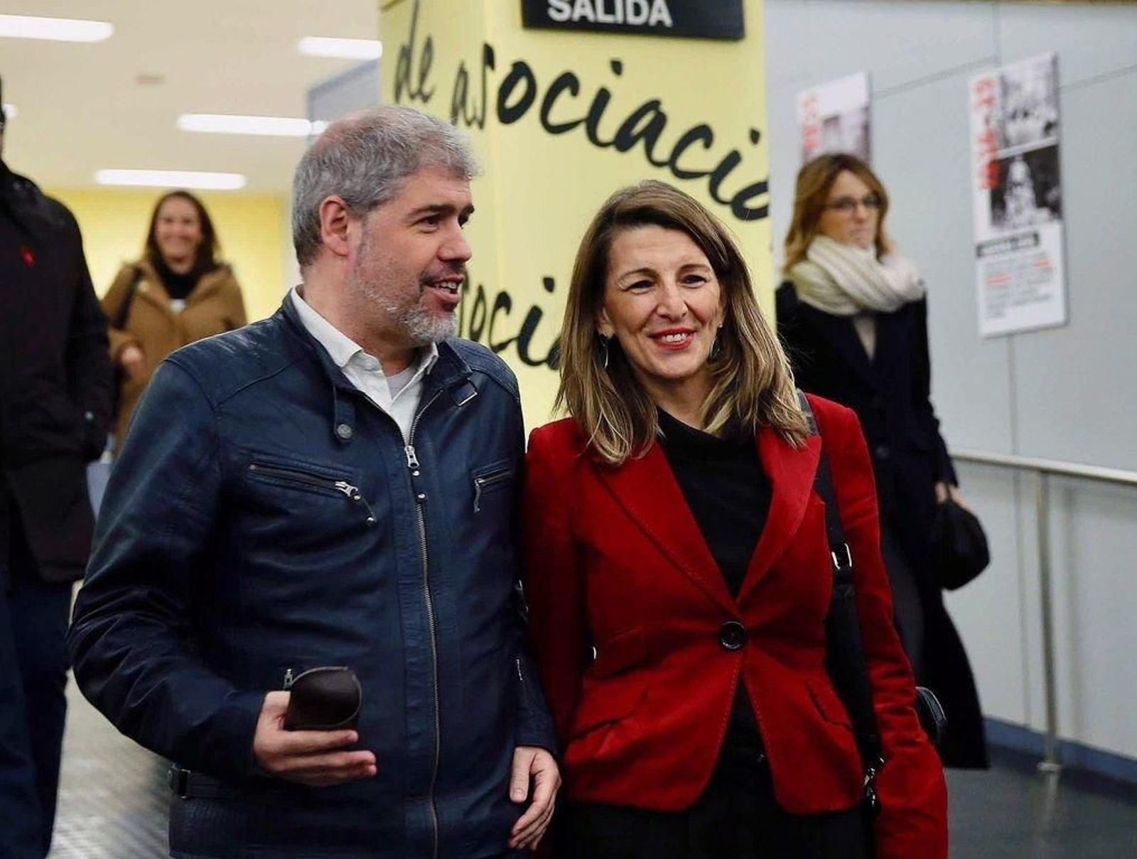 Unai Sordo y Yolanda Díaz, el viernes, en un acto de homenaje a las víctimas de la matanza de Atocha.
