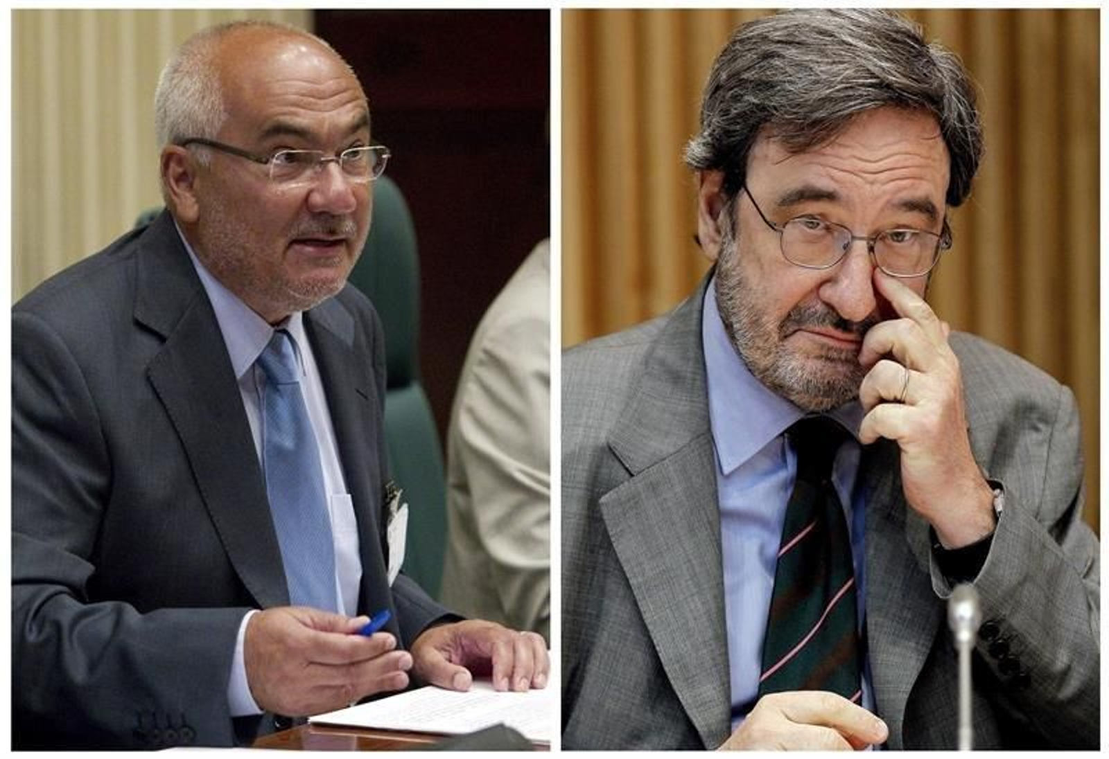 Fotografías de archivo del expresidente de Caixa Catalunya, Narcís Serra (d), y el exdirector general, Adolf Todó (i)