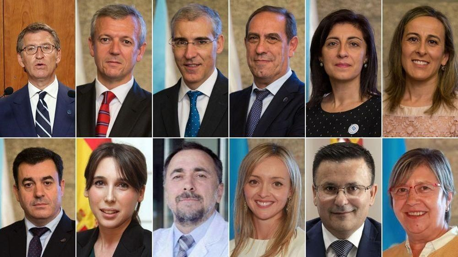 Alberto Núñez Feijóo, Alfonso Rueda Valenzuela, Francisco Conde López, Valeriano Martínez García, Ángeles Vázquez Mejuto, Ethel Vázquez Mourelle, Román Rodríguez González, María Jasús Lorenzana, Julio García Comesaña, Fabiola García Martínez, José González Vázquez y Rosa Quintana Carballo.