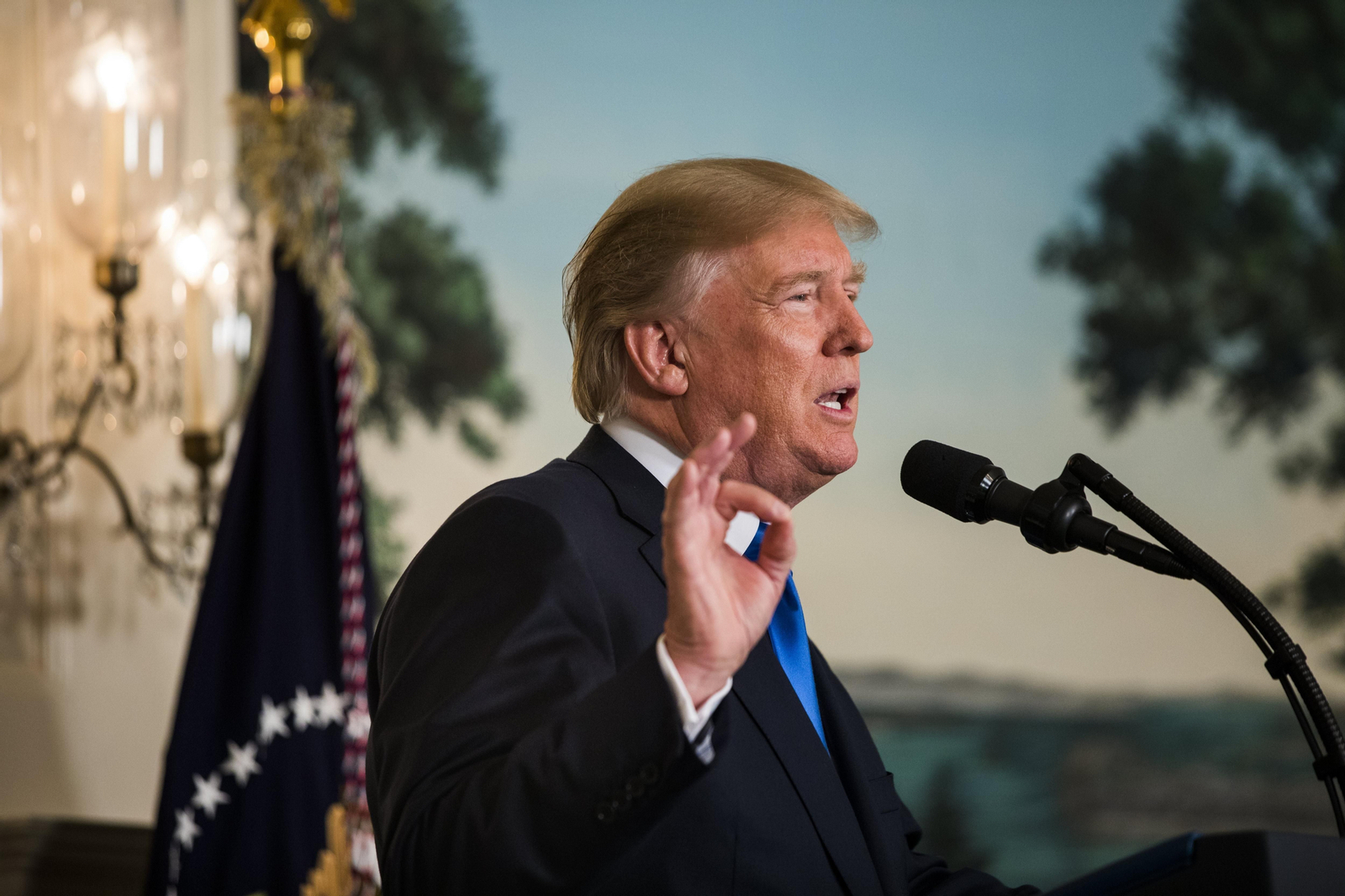 El presidente estadounidense, Donald J. Trump, durante la rueda de prensa en la Casa Blanca.