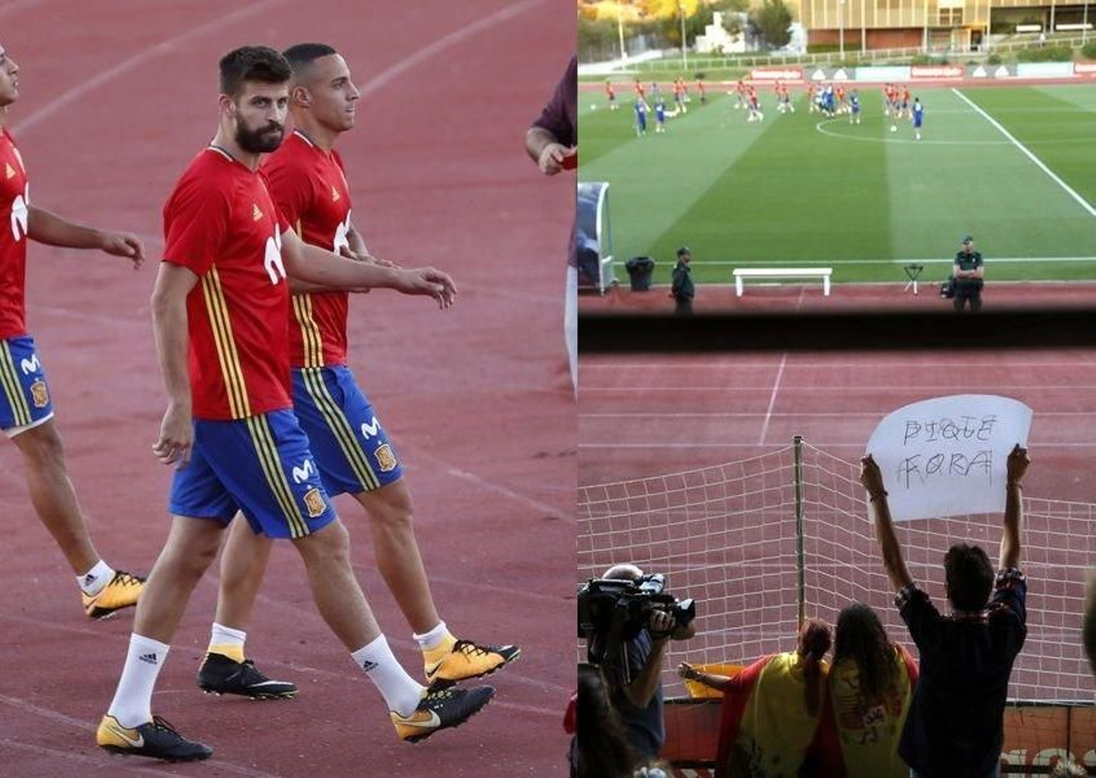 Piqué entra al campo de entrenamiento entre insultos