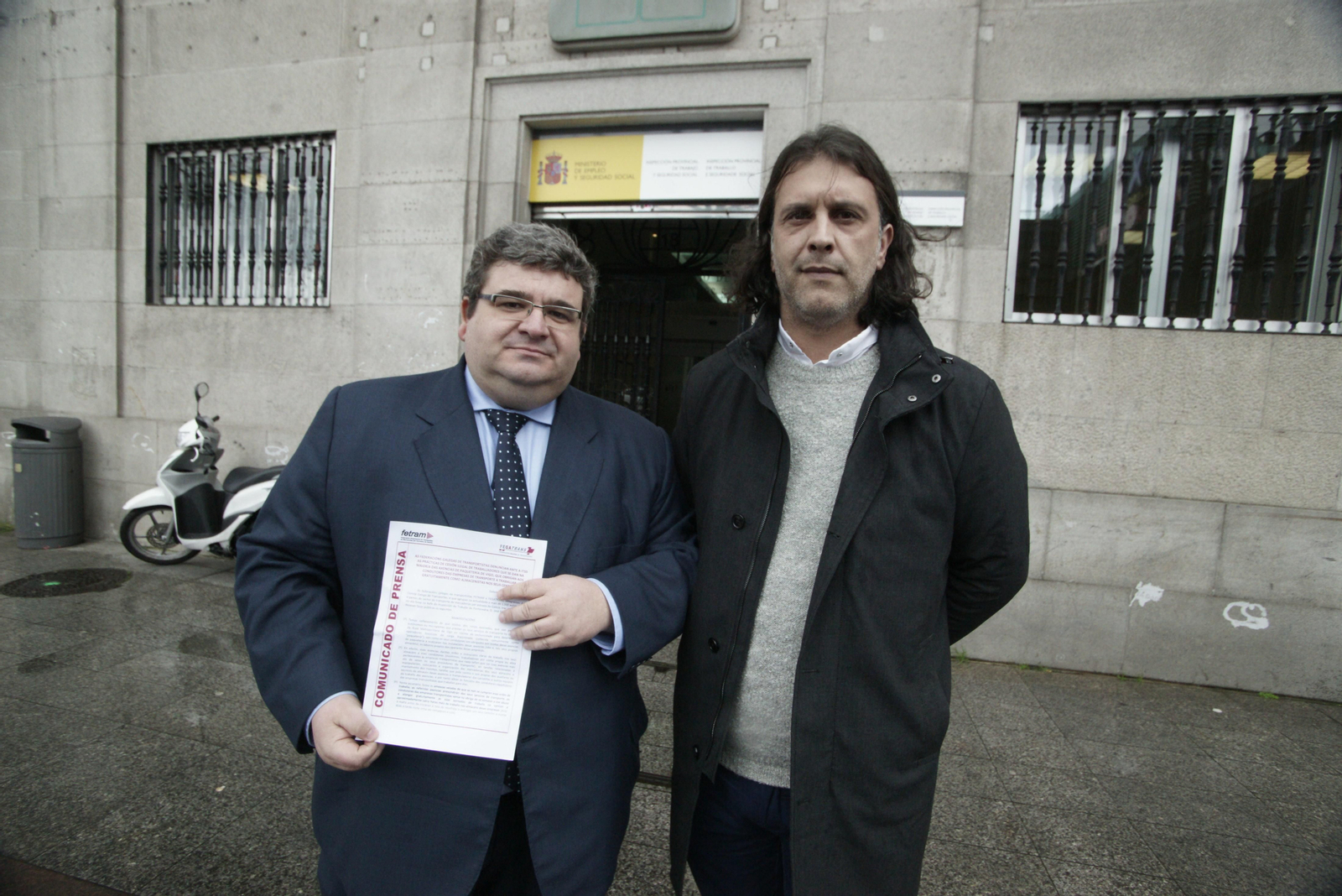 Los representantes de Fetram y Fegatrans, ayer ante Trabajo.