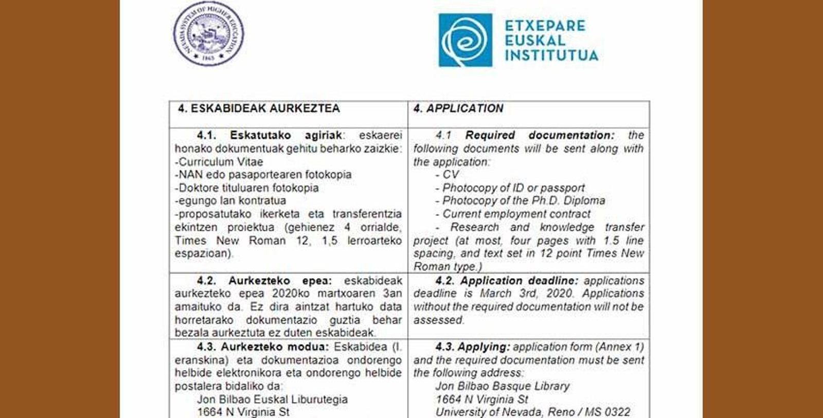 La Cátedra Jon Bilbao de la Universidad de Nevada, Reno impulsa la investigación en torno a temas relacionados con la Diáspora Vasca