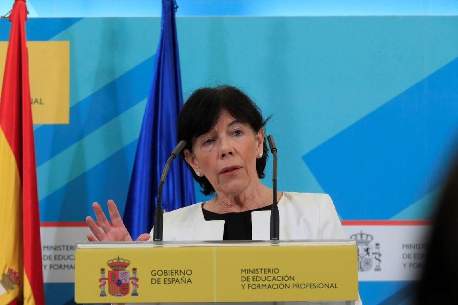 Isabel Celaá, en rueda de prensa, tras participar en la Conferencia Sectorial con las autonomías.