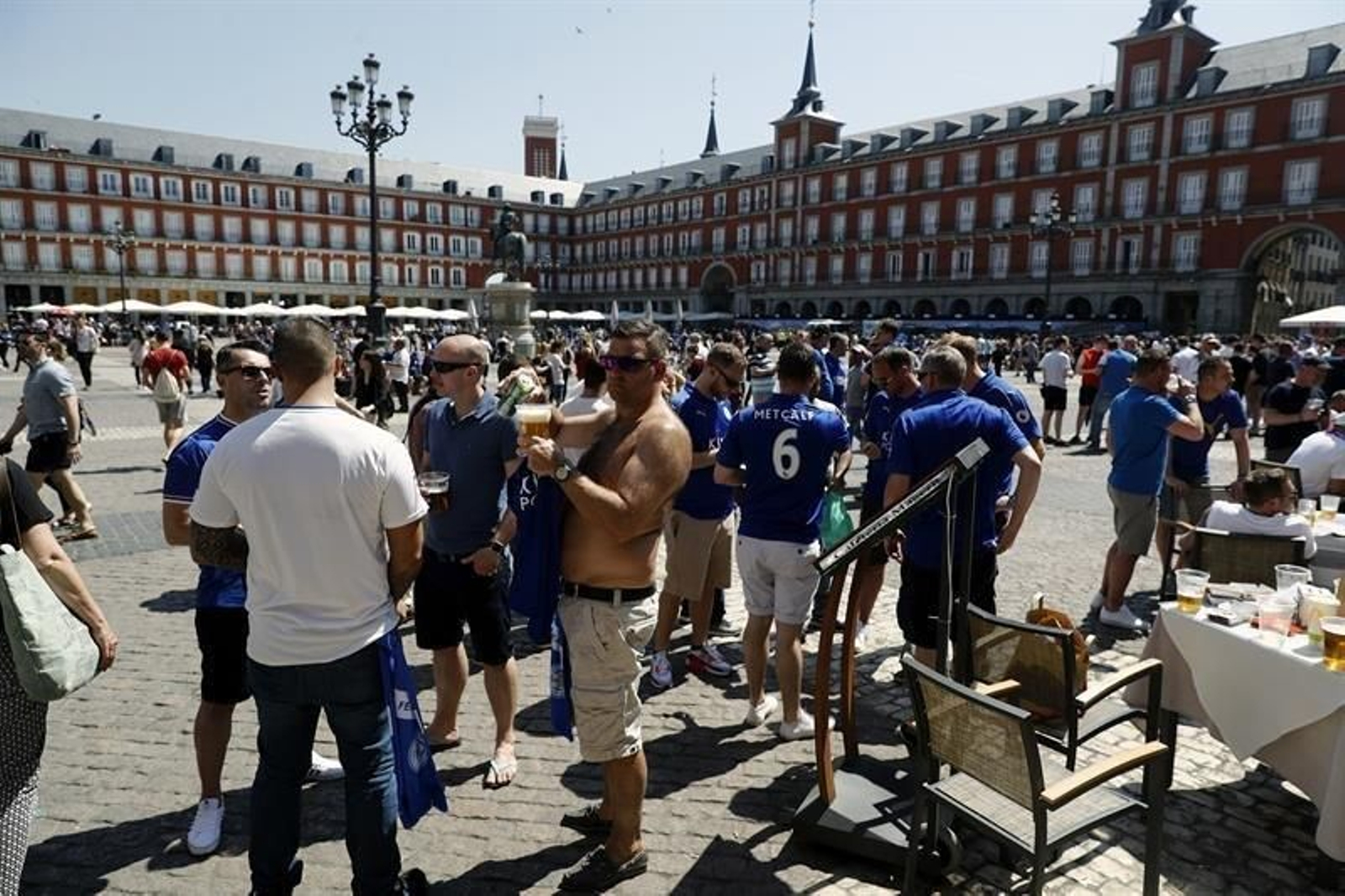 Aficionados del Leicester en Madrid