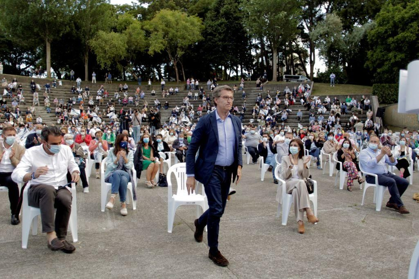 Feijóo, durante su intervención en A Coruña, en el cierre.