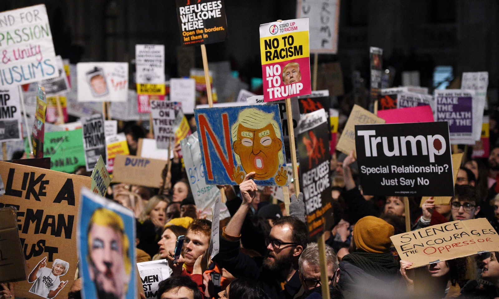 Multitudinaria manifestación en Londres contra el presidente norteamericano Donald Trump.