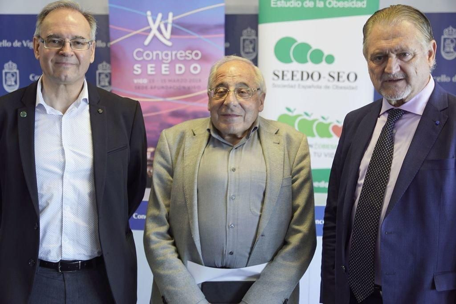 El catedrático Federico Mallo,el concejal Cayetano Rodríguez y el médico Felipe Casanueva.