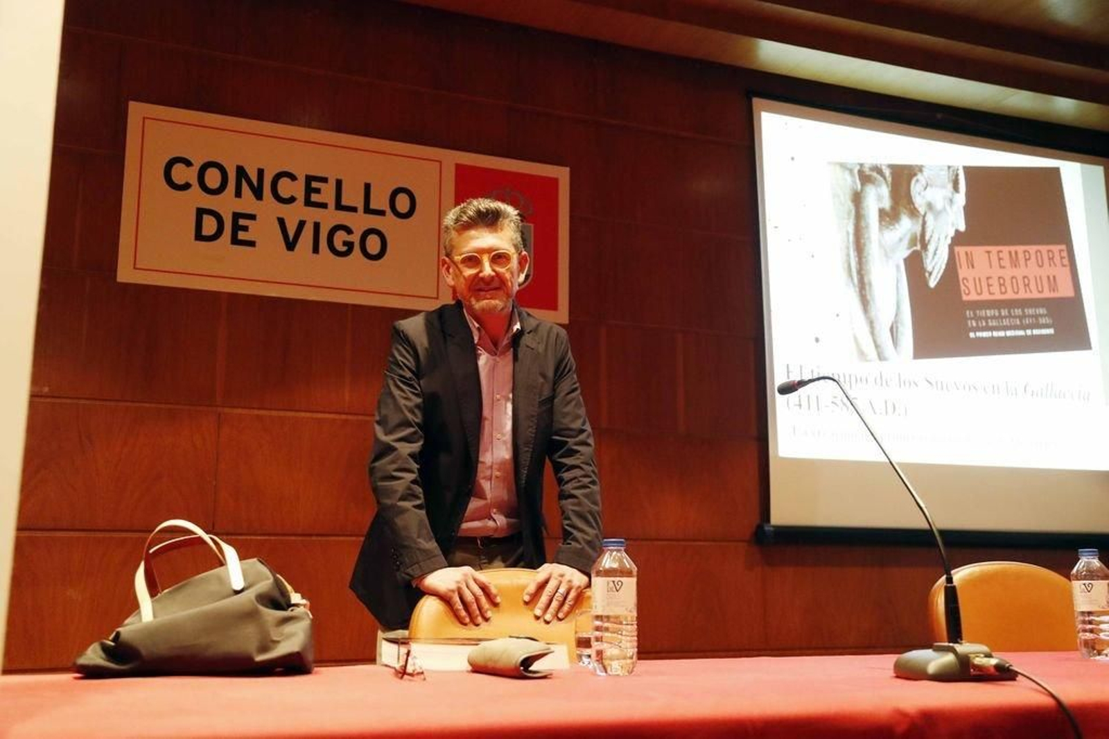 Jorge López Quiroga, ayer, antes de su charla en Vigo.