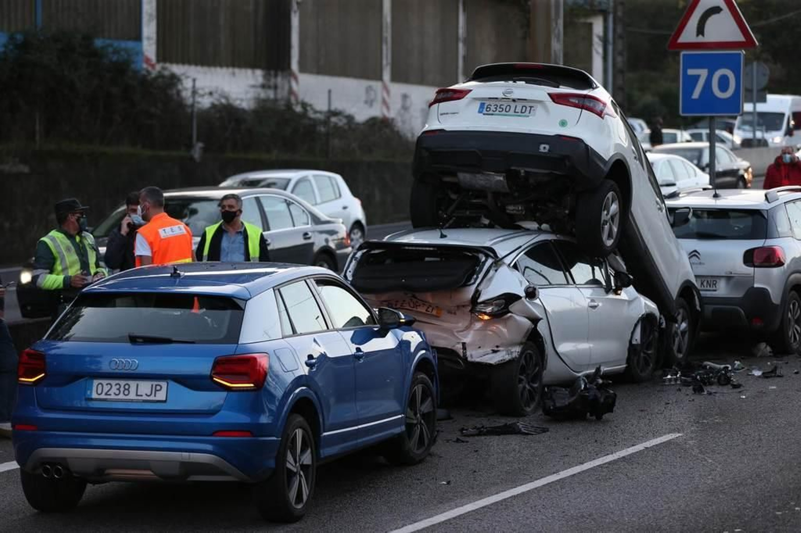 Accidente en la la autovía A55 en Mos 2