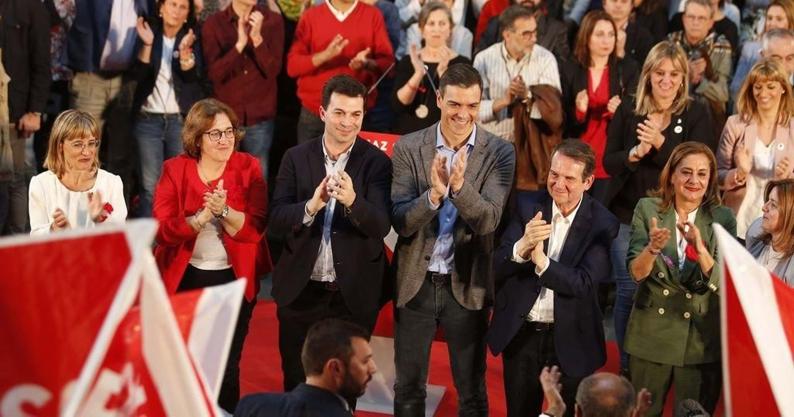 Ángeles Marra, Olga Alonso, Gonzalo Caballero, Pedro Sánchez, Abel Caballero y Carmela Silva.